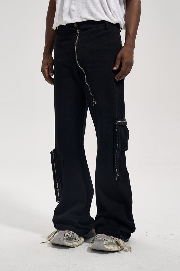 Side Zipper Vintage 3D Cargo Pants