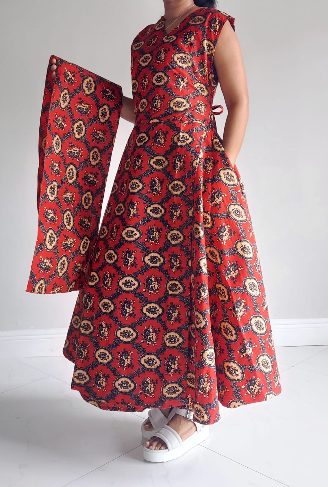 NEW-Long Wrap Dress