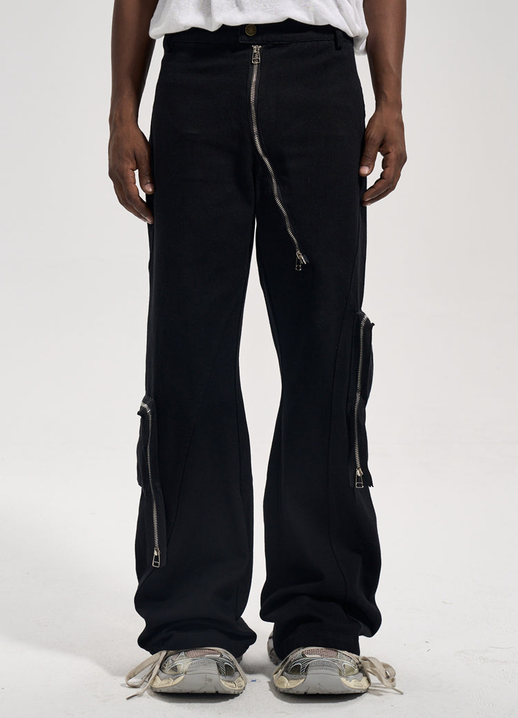 Side Zipper Vintage 3D Cargo Pants