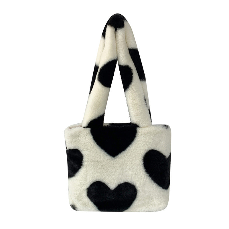 Fluffy Plush Love Heart Underarm Bag