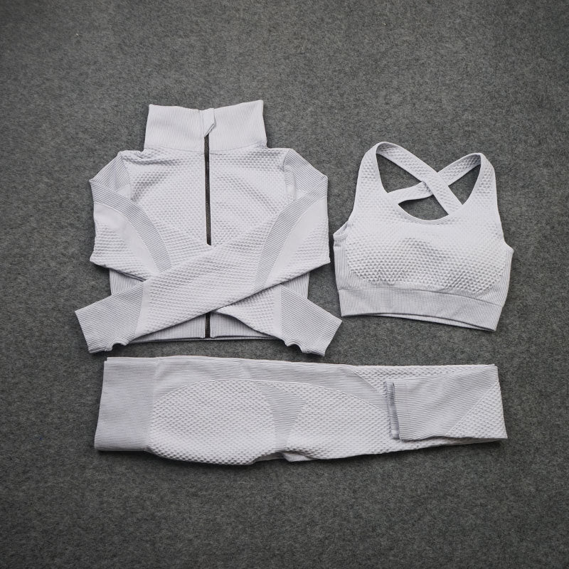 Three-piece Nylon Stretch Fitness Suit