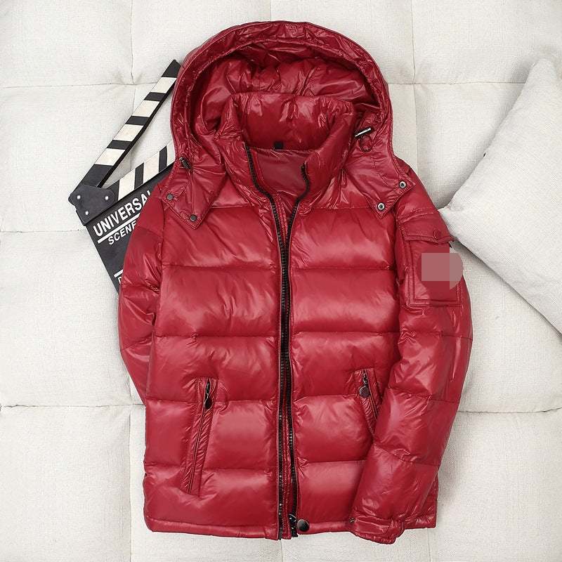 Shiny Puffer White Duck Down Hooded Jacket