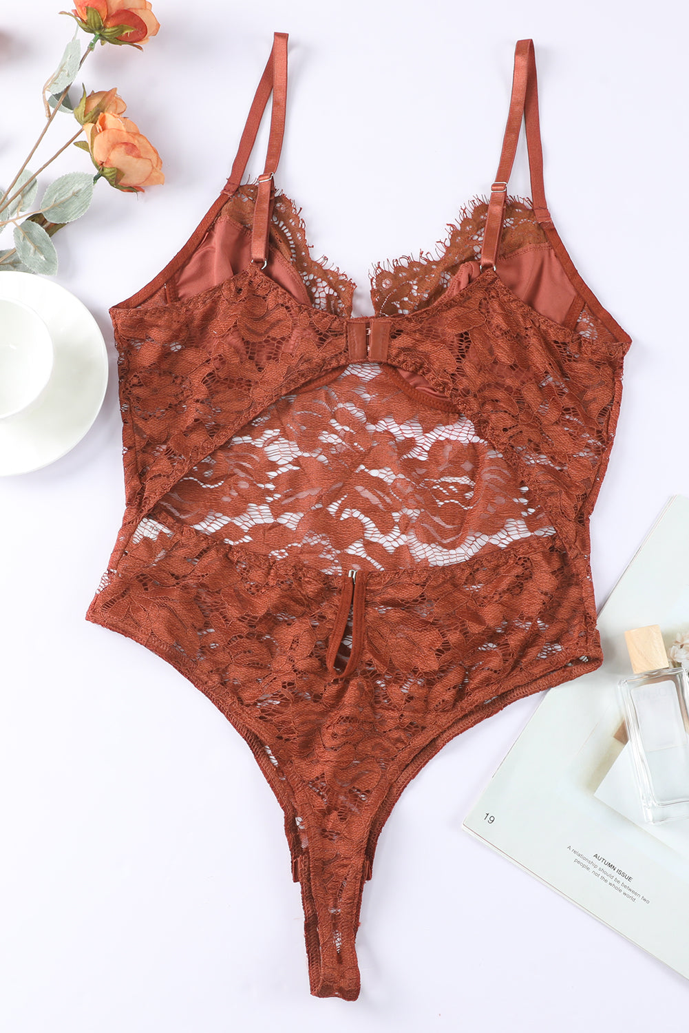 Lacey Spaghetti Straps Cutout Bodysuit