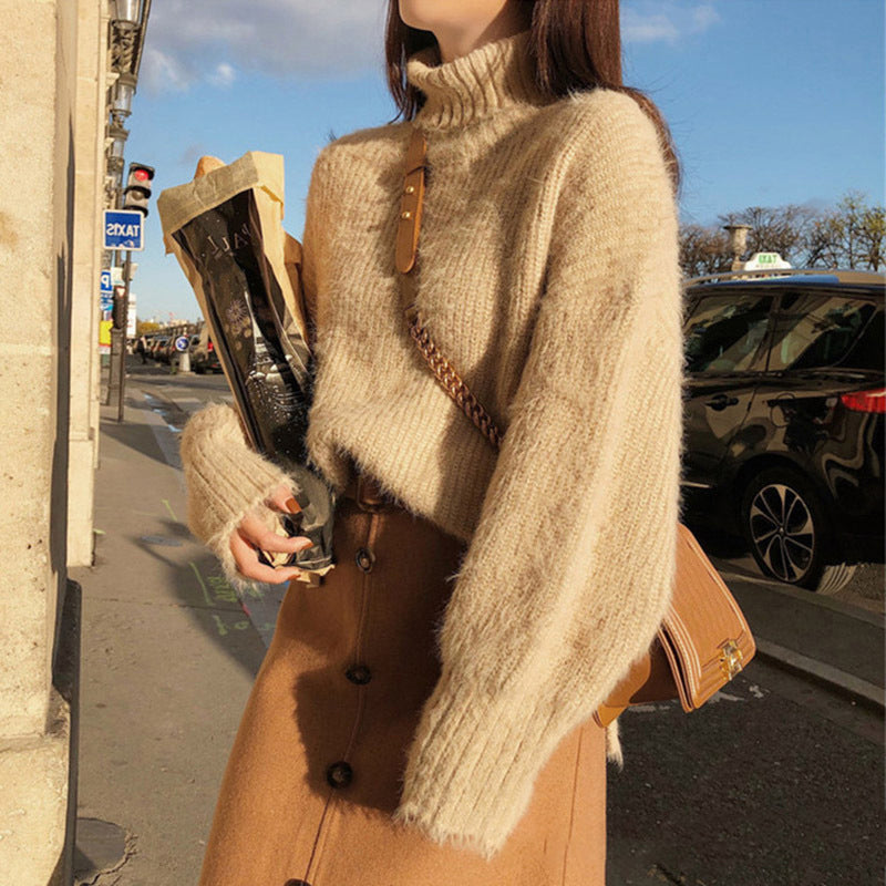 Loose Fitting Lotus Root Mohair Sweater