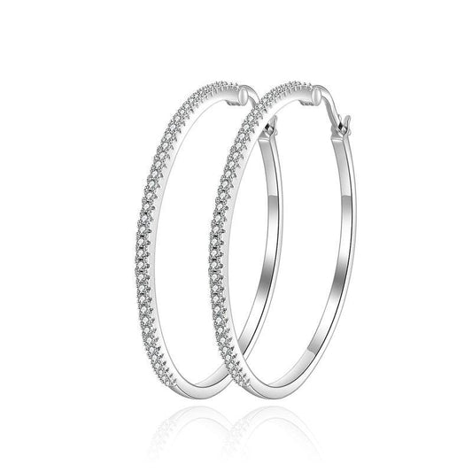 925 Silver/White Gold Plated 40mm Hoop Earrings