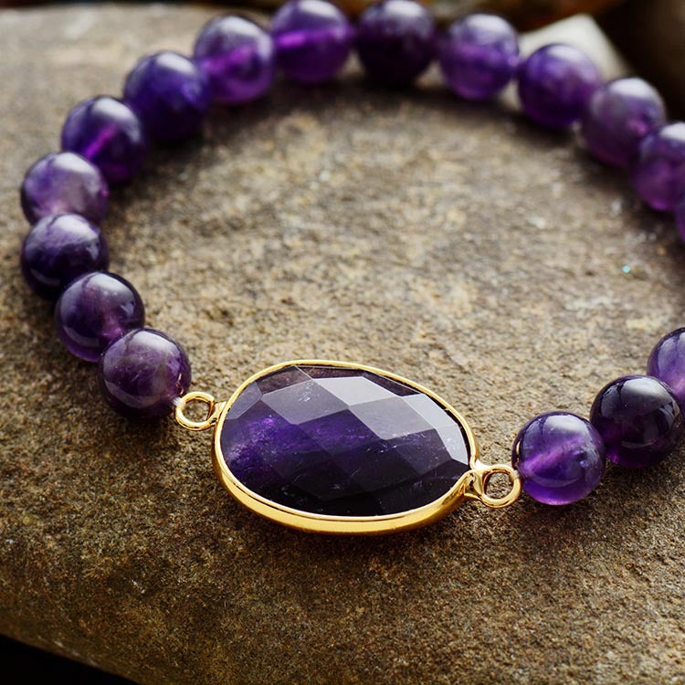 Amethyst Crystal Stretch Beaded Bracelet