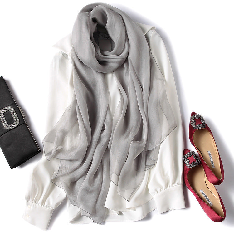 Pure Color Sheer Silk Scarf