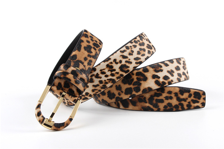 Leopard Print Leather Belt