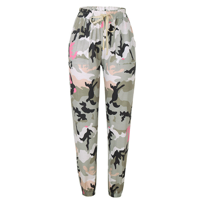 Cotton Tooled Mid-Waist Ladies Camo Pants