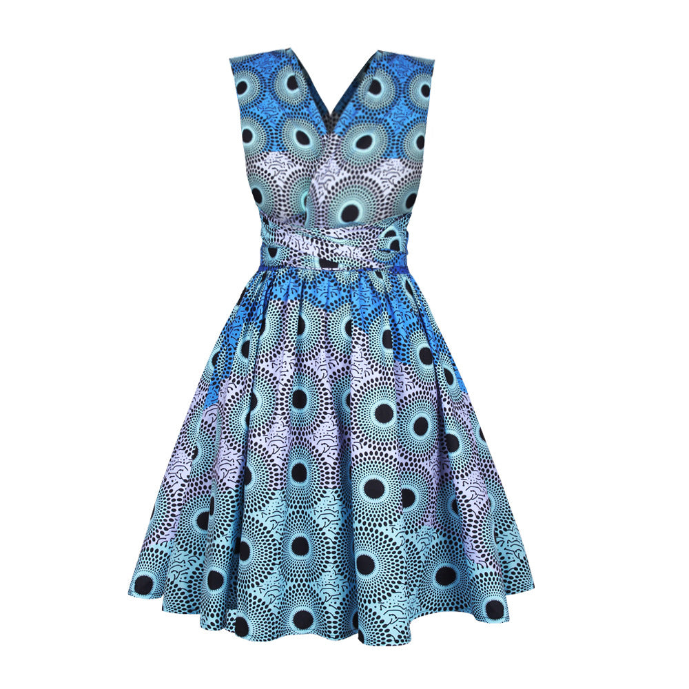 African Print Pleated Dress