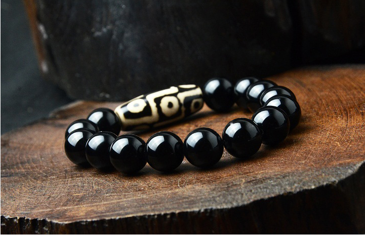 Natural Black Onyx Agate Nine Eyes Bracelet