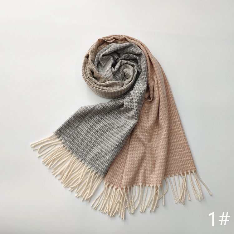 Imitation Cashmere Scarf w/Fringed Ends