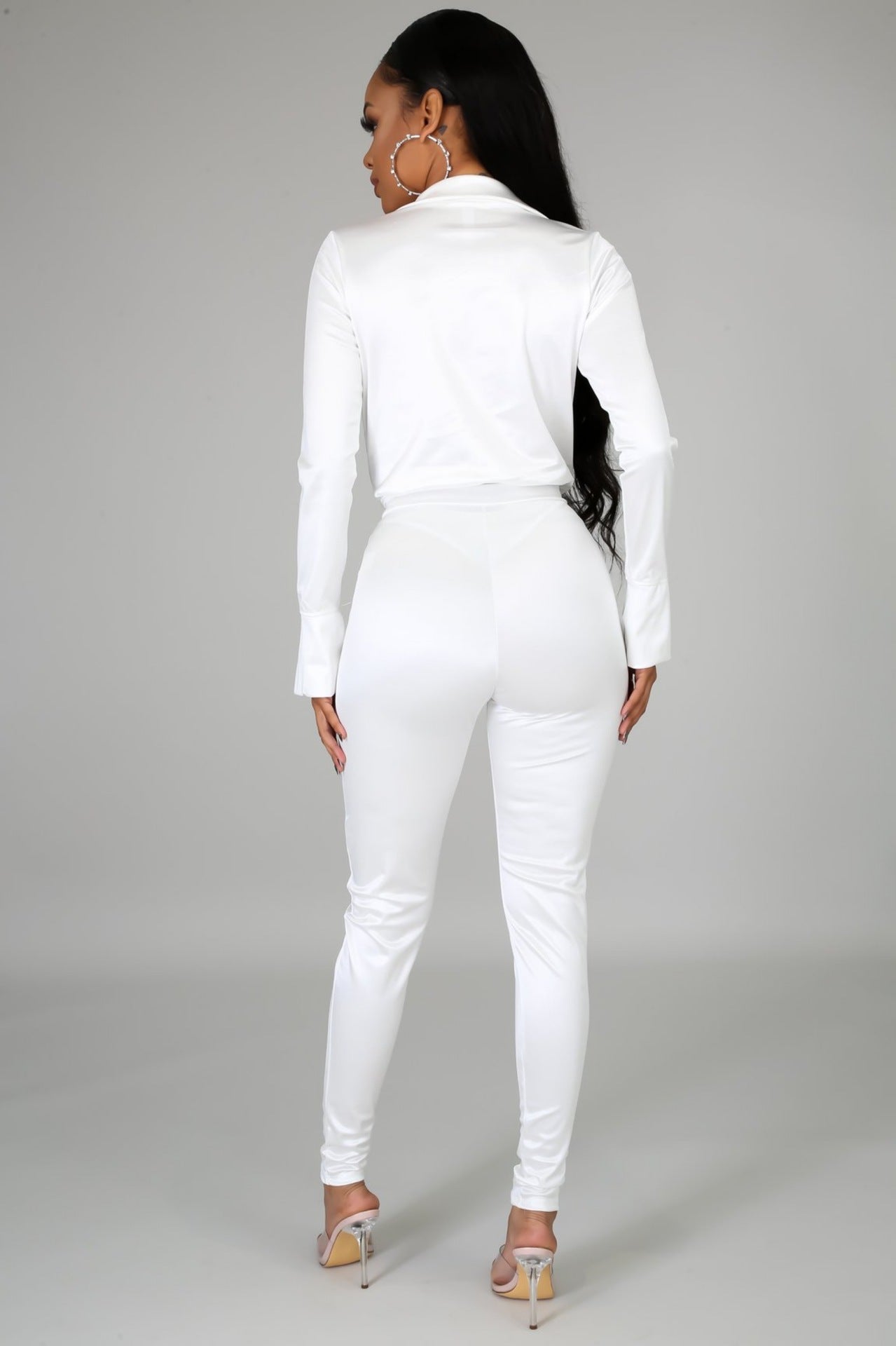 Shiny Long-sleeved Jumpsuit