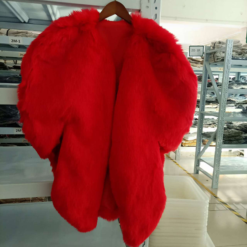 Fluff Heart Faux Fur Cape Jacket