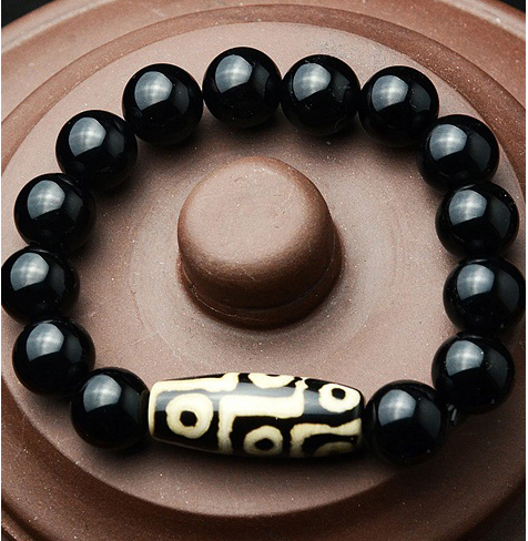 Natural Black Onyx Agate Nine Eyes Bracelet