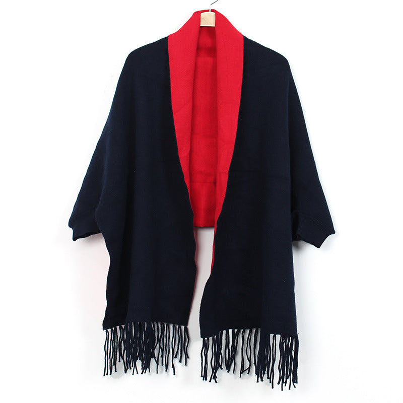 Shawl with Sleeves and Fringe