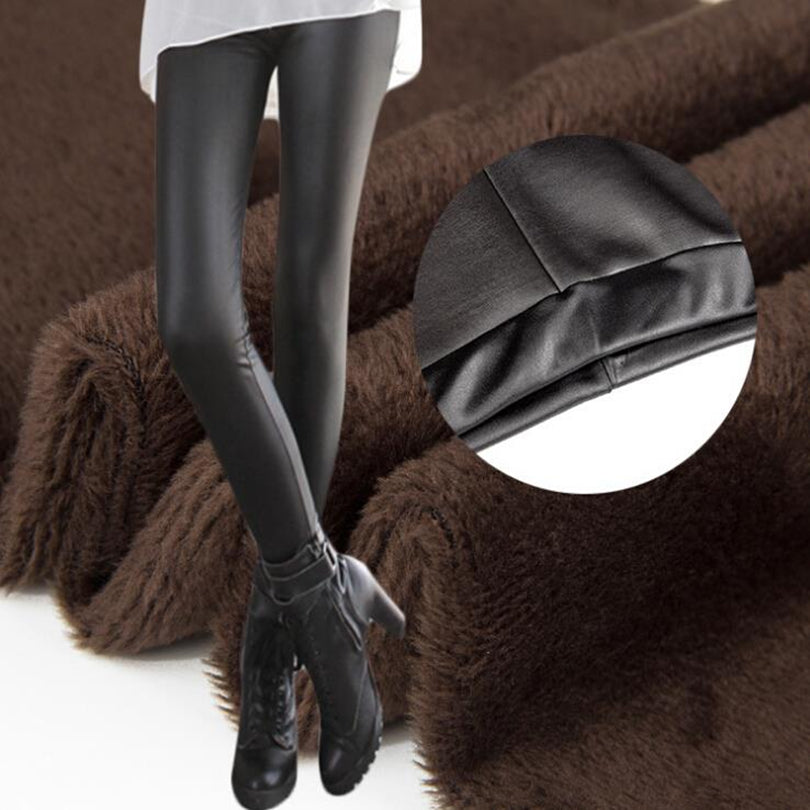 Faux Leather Fleece Lined Leggings