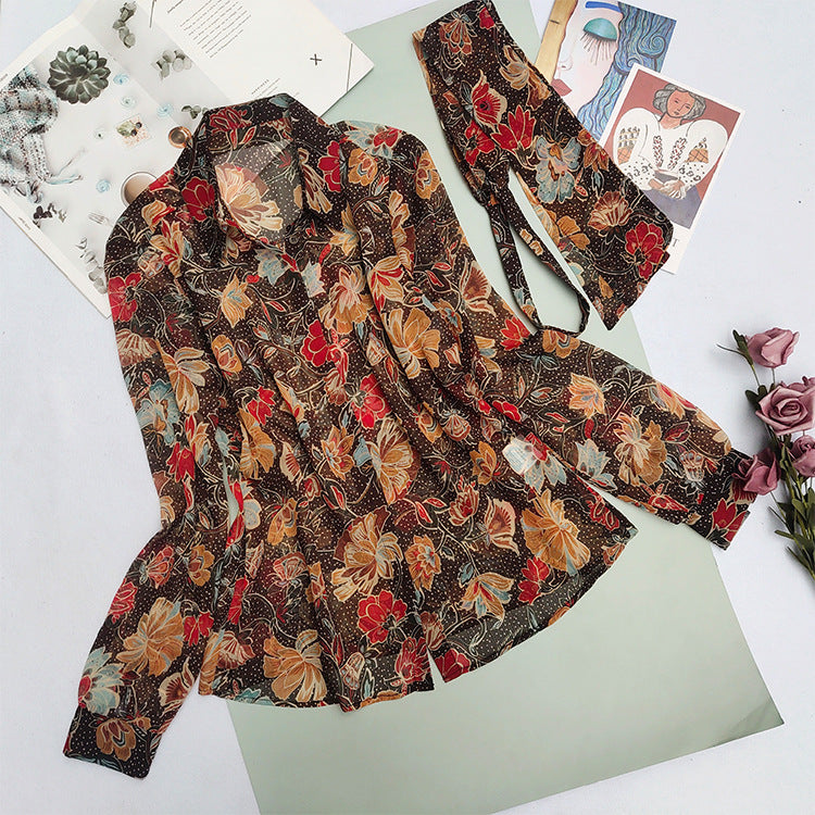 French Retro Romantic Floral Shirt