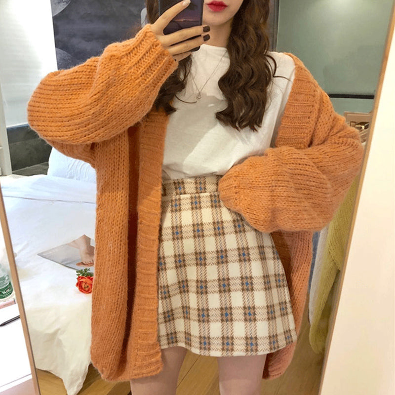 Lazy Wind Thick Loose Open Front Sweater
