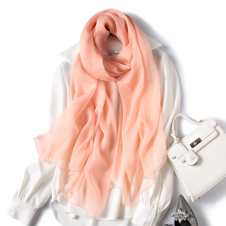 Pure Color Sheer Silk Scarf