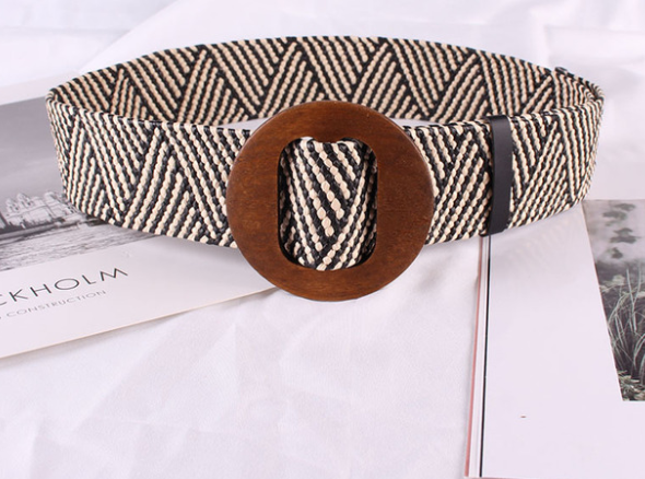 Hemp Weaved Rope Belts w/Wood Buckles