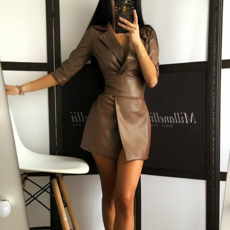 Leather Jacket Dress w/Belt