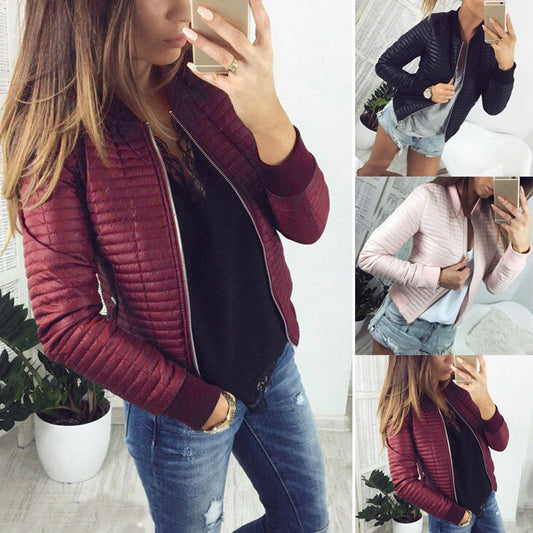 Cardigan Style Zip-up Ribbed Jacket