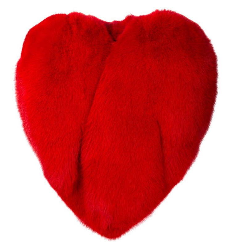 Fluff Heart Faux Fur Cape Jacket