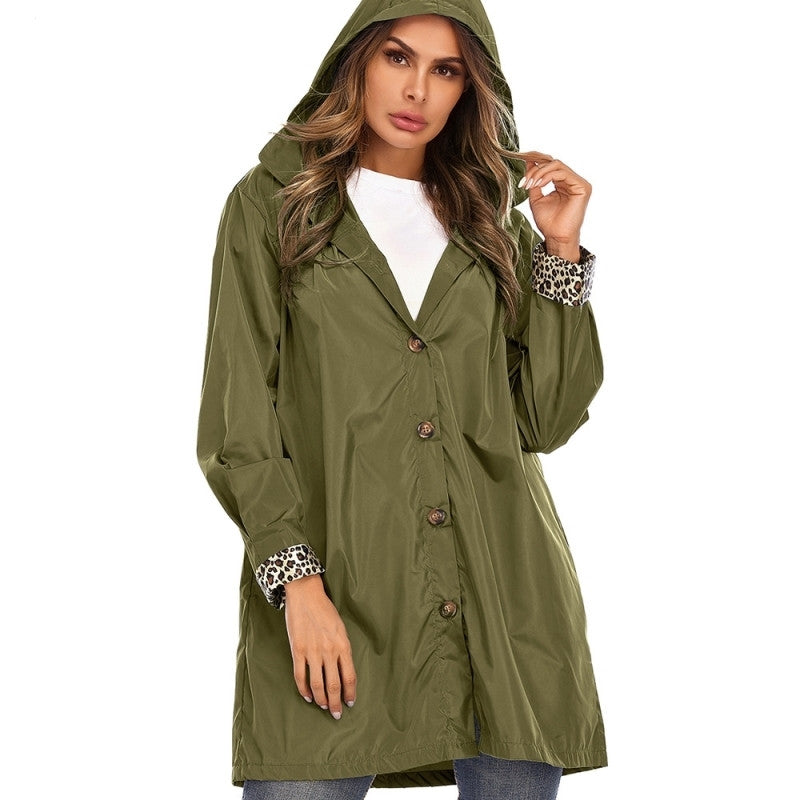 Loose Fitting Short Trench Coat with Hood