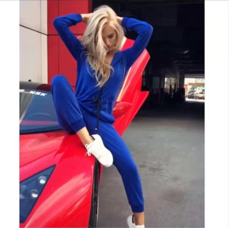 Long Sleeve Hooded Zip & Tie Fleece Pants Suit