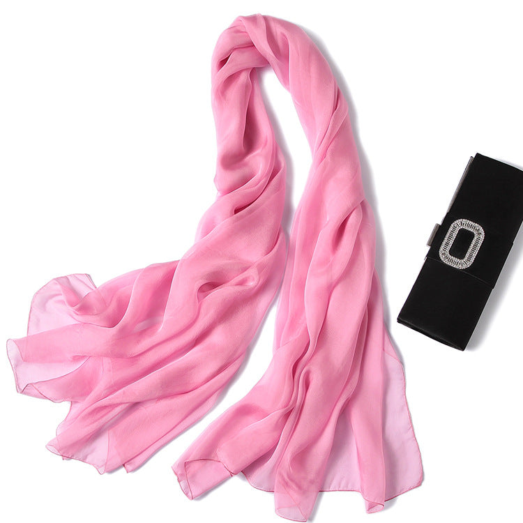 Pure Color Sheer Silk Scarf