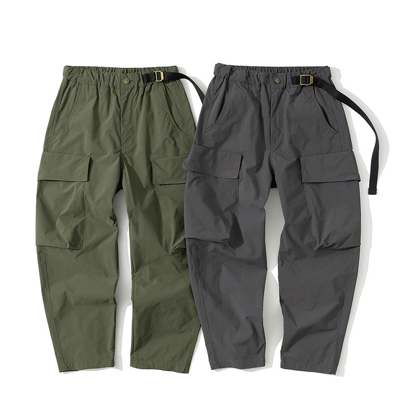 Loose Fitting Wrinkle-resistant Pants w./Built in Belt