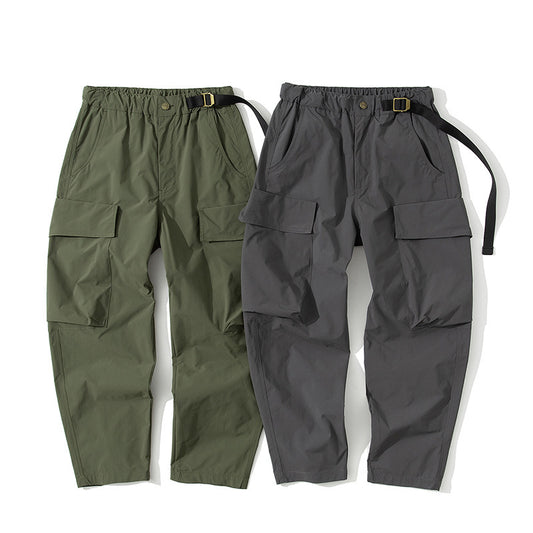 Loose Fitting Wrinkle-resistant Pants w./Built in Belt