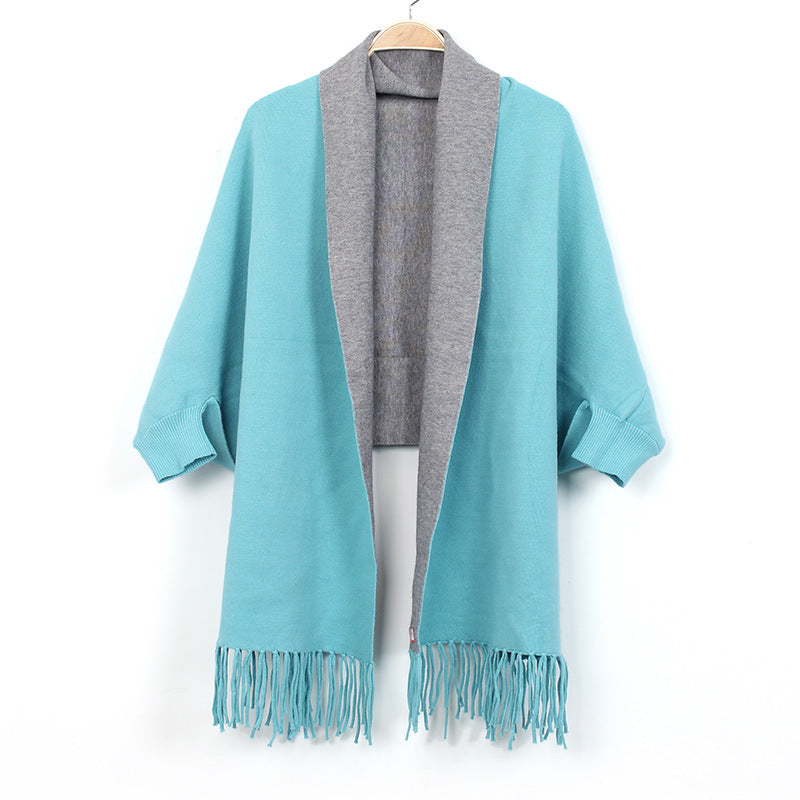 Shawl with Sleeves and Fringe
