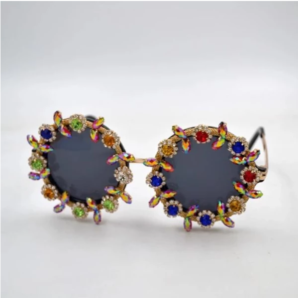 Floral Bling Round UV Sunglasses