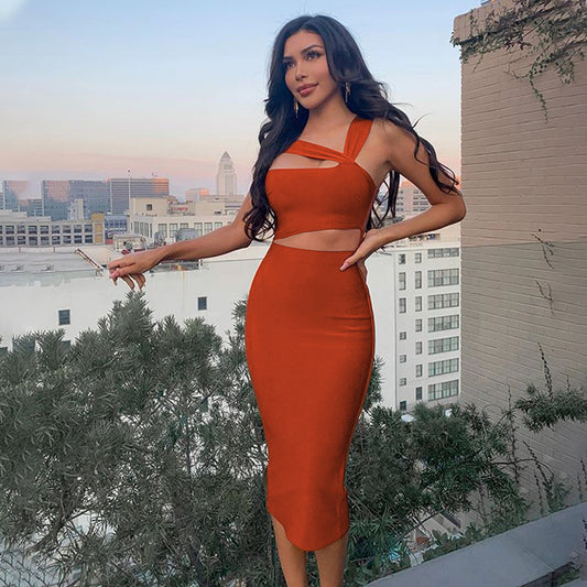 One-shoulder Milk Silk Dress