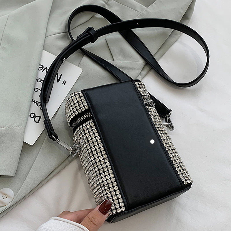 Zip Up Rhinestone Messenger Bag