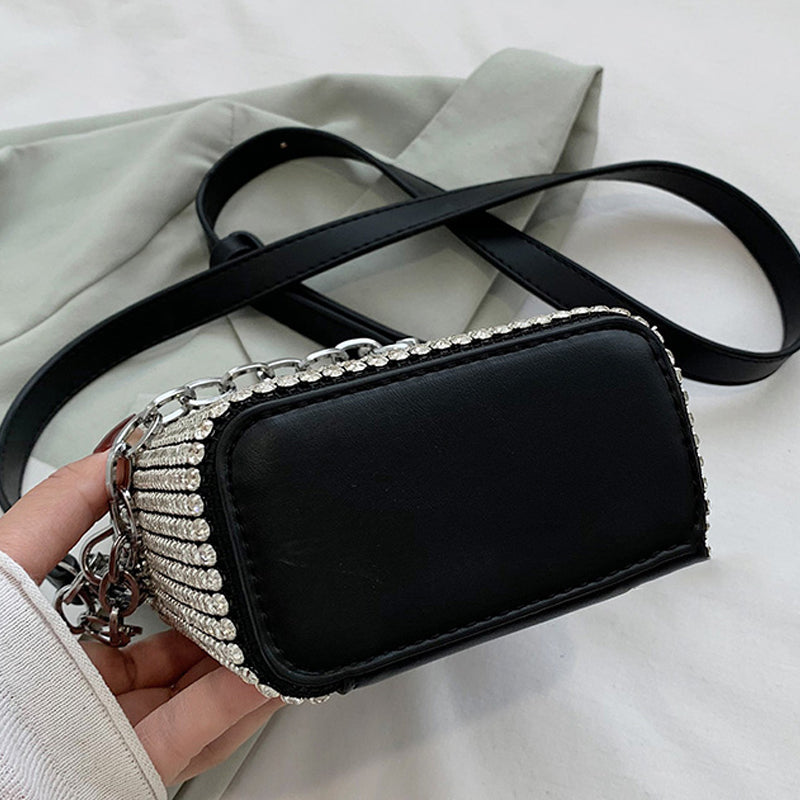 Zip Up Rhinestone Messenger Bag