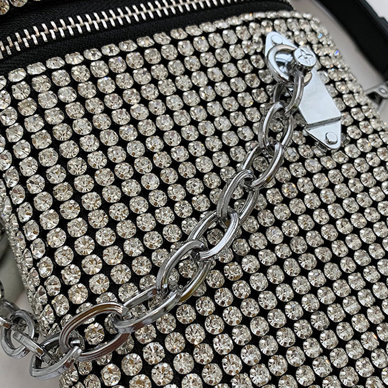 Zip Up Rhinestone Messenger Bag