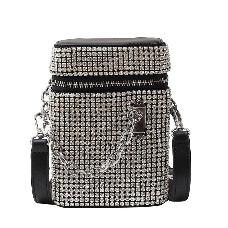 Zip Up Rhinestone Messenger Bag