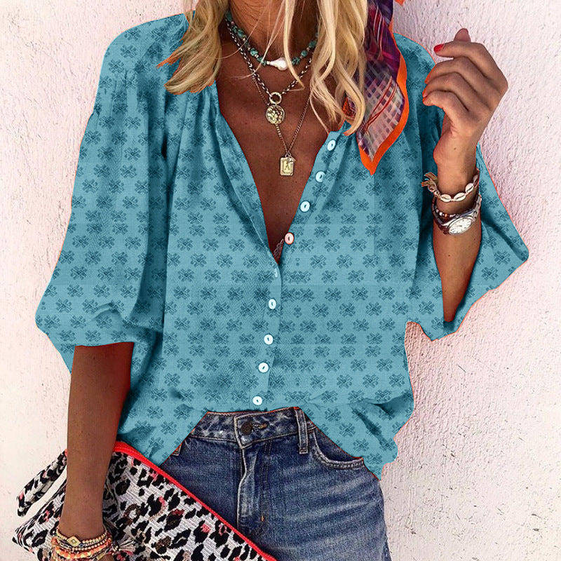Printed Button-down Collar Shirt