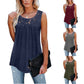 Loose Fitting Lacy O-Neck Tank Top (Plus Sizes)