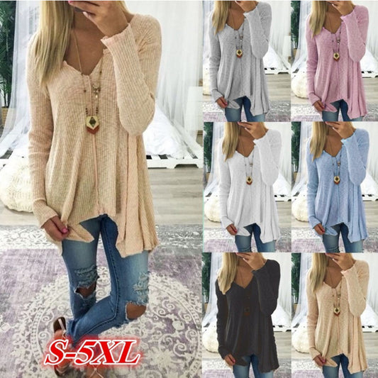 Loose Fitting Irregular Cut Long Sleeved Shirt (up to 5XL)