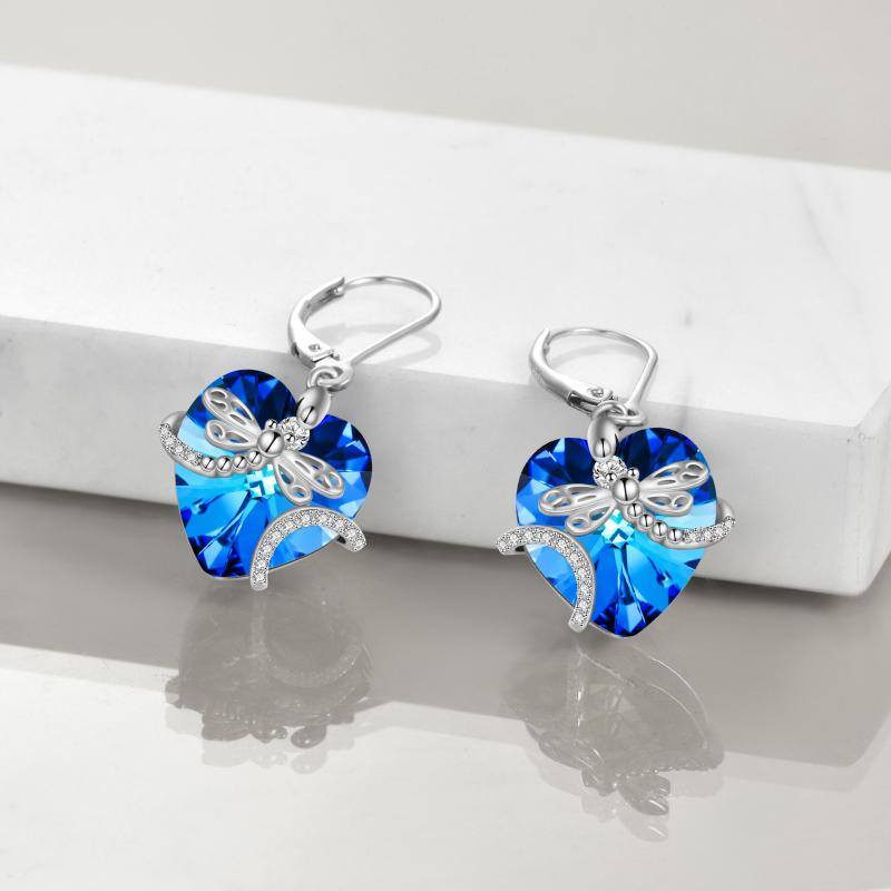925 Sterling Silver Dragonfly Crystal Pendant Earrings