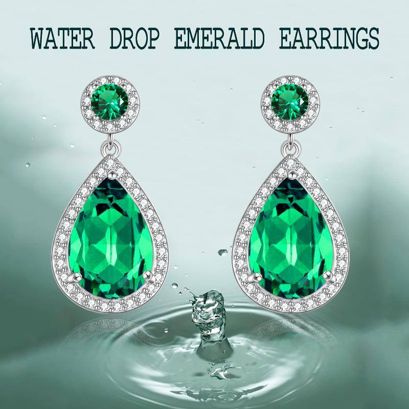 925 Sterling Silver Emerald Stud Earrings