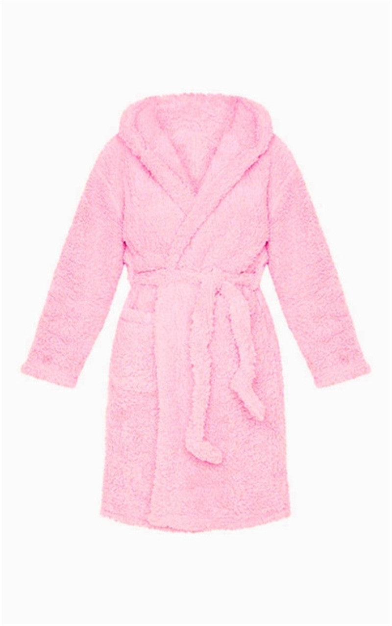 Short Fluffy Robe w/Front Tie and Bunny Ears