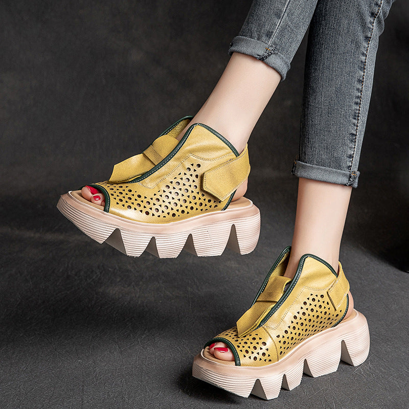 Zhongbang Velcro Platform Sandals