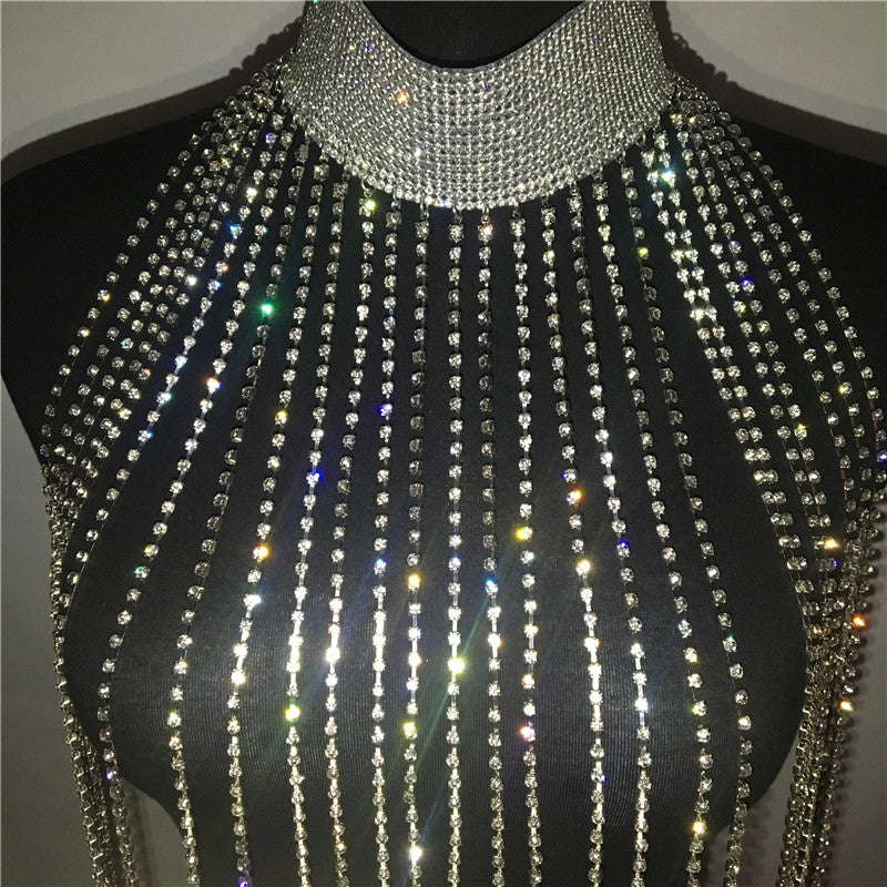 Rhinestone Tassel Body Necklace