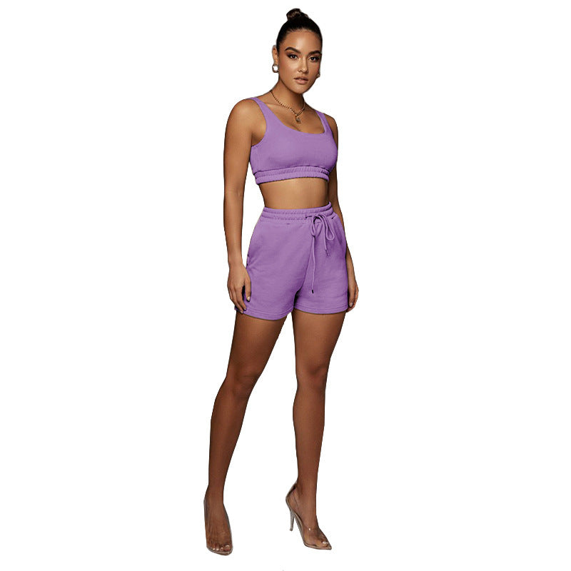 Tank Top & Shorts Two Piece Sweatshirt Set