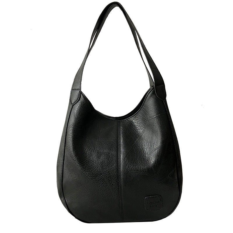 Vintage Style Oversized Three Compartment Shoulder Bag